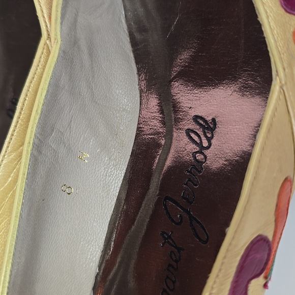 Vintage 1980's Margaret Jerrold Leather Pumps Gold-Multi Artsy Deco - Picture 9 of 10